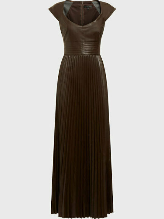 Midi Evening Leather Dress Brown W2BK66WEVE F9EB
