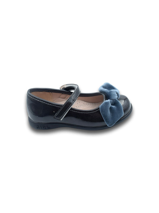 Adam's Shoes Kids Patent Leather Ballerinas with Hoop & Loop Closure Gray