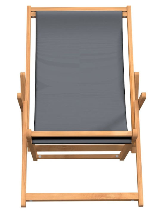 Deckchairs Wooden with Armrest & Gray Fabric 60x126x87.5cm
