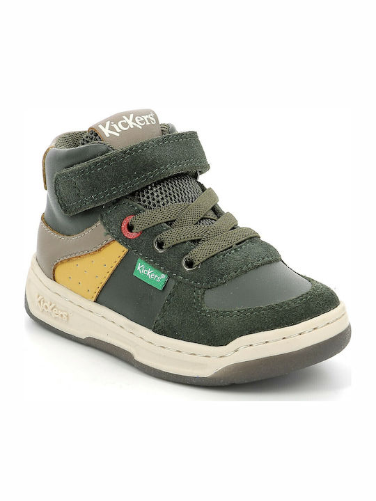 Kickalien Kids Sneakers High with Scratch Khaki