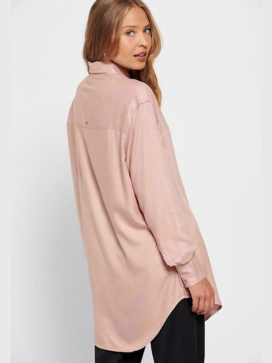 Funky Buddha Women's Monochrome Long Sleeve Shirt Pink