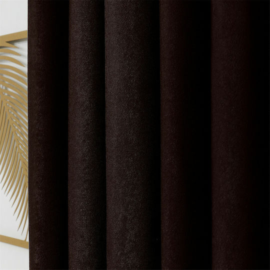 My Home Luxury Velour Soft Συσκότισης με Τρέσα Σκούρο Καφέ 280x300εκ. My Home Luxury Velour Soft Συσκότισης με Τρέσα Σκούρο Καφέ 280x300εκ.