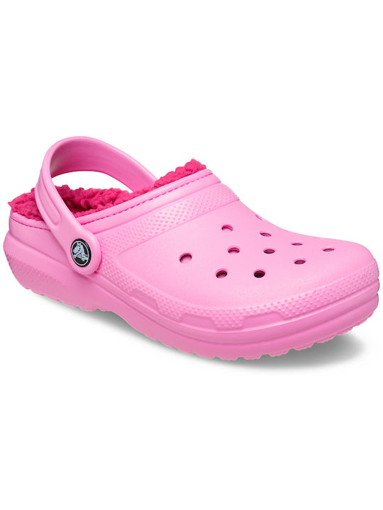 Crocs Ανατομικές Παιδικές Παντόφλες Ροζ Classic Lined