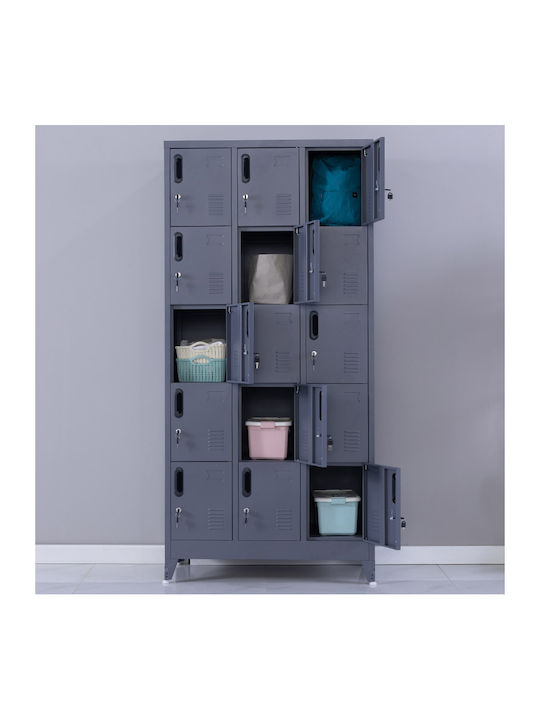 Spind Metallisch mit 15 Schränke Anthracite Checkmate 90x45x190cm