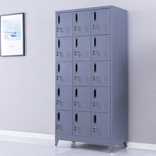 Spind Metallisch mit 15 Schränke Anthracite Checkmate 90x45x190cm