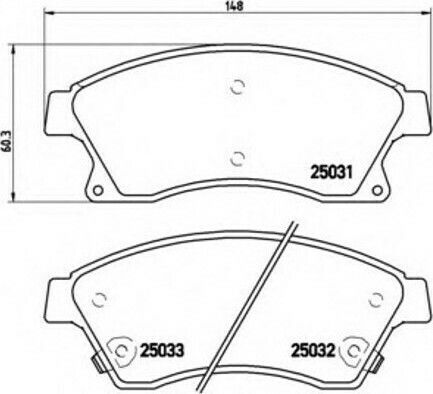 Brembo Σετ Τακάκια Εμπρός για Chevrolet Aveo Opel Astra / Zafira