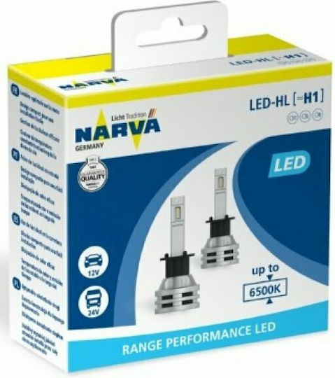 Narva Λάμπες Αυτοκινήτου H1 LED 6500K Ψυχρό Λευκό 12-24V 19W 2τμχ