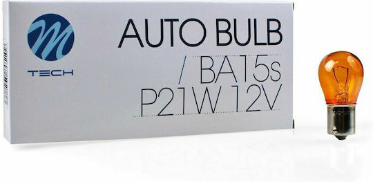 M-Tech Λάμπες Αυτοκινήτου P21W-BA15S-1156 Πορτοκαλί 12V 21W 10τμχ