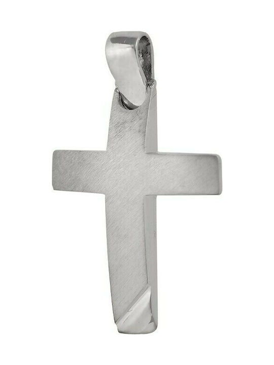 Baptismal cross in white gold 14K