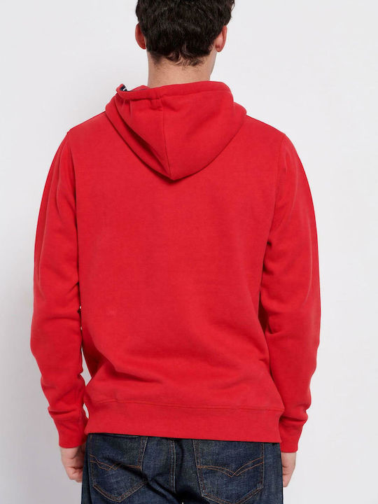 Funky Buddha Herren Sweatshirt mit Kapuze und Taschen Rot