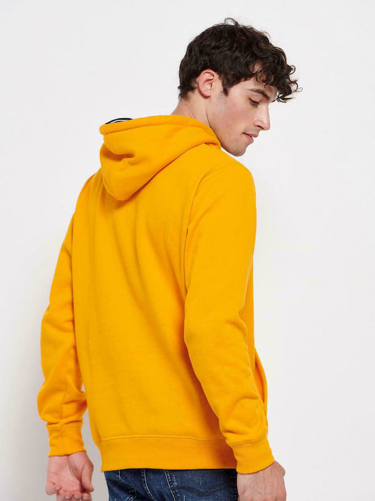 Funky Buddha Herren Sweatshirt mit Kapuze und Taschen Radiant Yellow