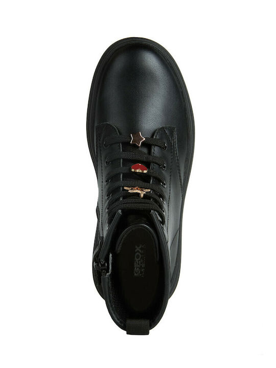 J PHAOLAE Anatomical Leather Kids Boots with Laces Black