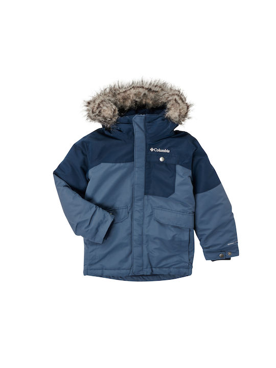 Columbia Kids Parka short with Lining & Protection Hood Blue Nordic Strider