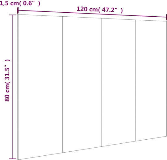 vidaXL Wooden Gray Bed Headboard 120x80cm