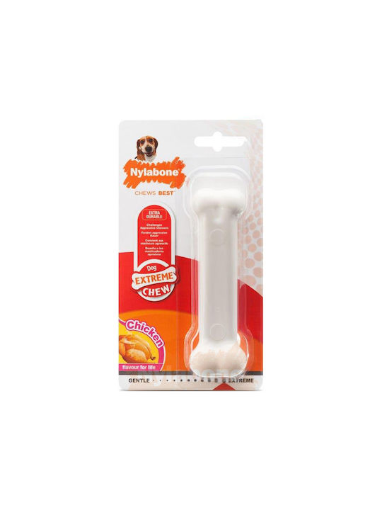 Nylabone Extreme Chicken Bone Toy for Dogs Chew Toy with Flavor Chicken Medium White