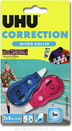 UHU Correction Micro Roller Διορθωτική Ταινία 8x5mm 2 Τμχ.