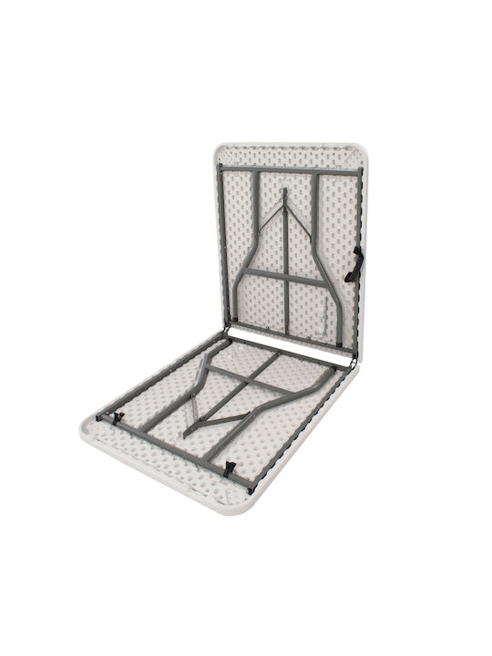Outdoor Dinner Foldable Table with Plastic Surface and Metal Frame White 180x74x74.5cm