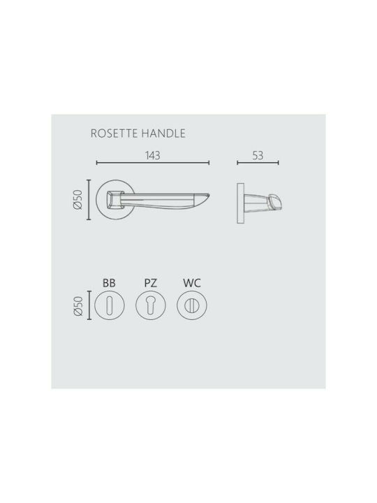 Zogometal Lever Middle Door with Rosette 2061 2061 Pair with Rosette Chrome