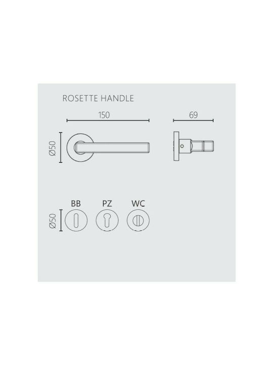 Zogometal Hebel Vordertür mit Rosette Rechts 2291 2291 mit Rosette Chrome