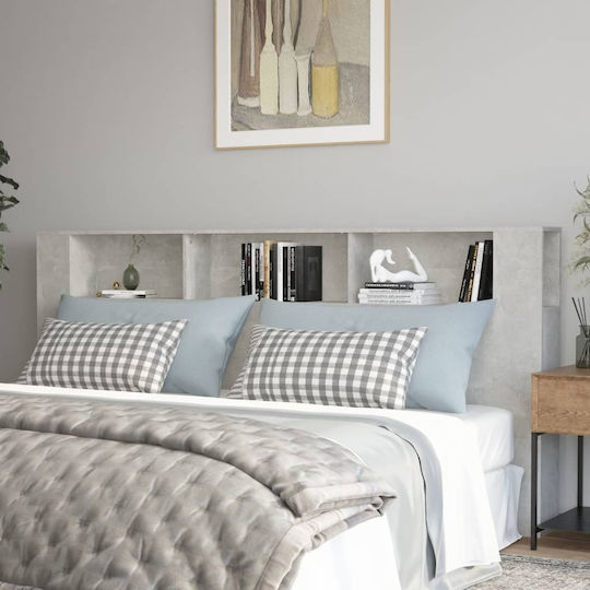 vidaXL Wooden Bed Headboard Gray Concrete 220x104.5cm