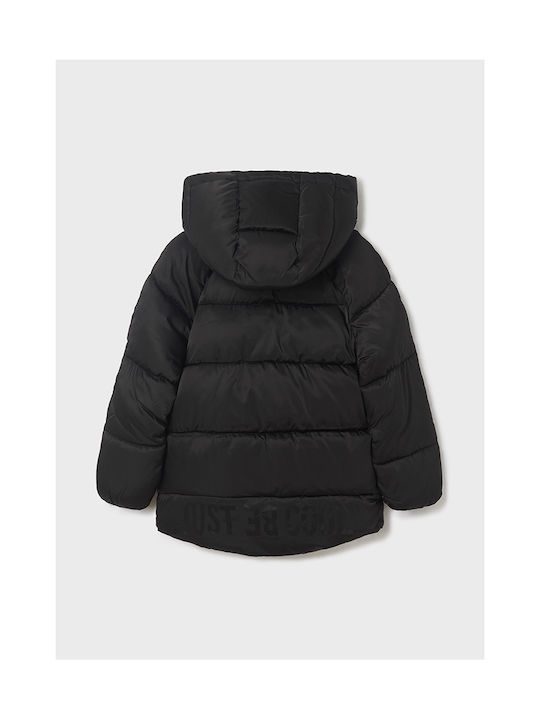 Mayoral Kids Quilted Jacket short Hooded Black