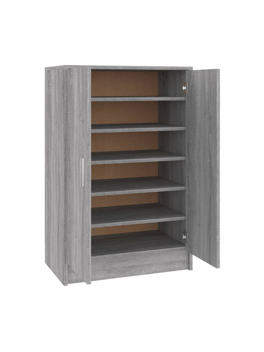 Wooden Shoe Organizer with 6 Shelves Gray 60x35x92cm