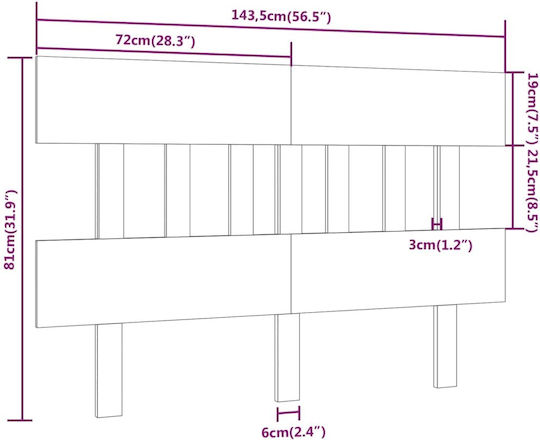 vidaXL Kopfstützen Für Betten Hölzernes Beiges 143,5x81cm