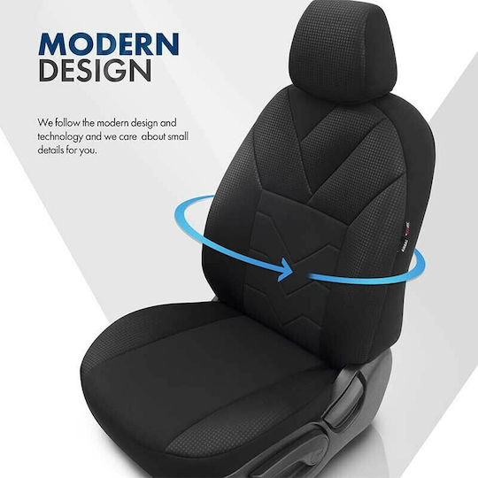 Otom Front Car Covers 11pcs Cotton Tempo Design Black