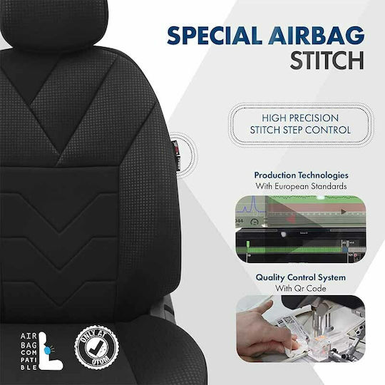 Otom Front Car Covers 11pcs Cotton Tempo Design Black