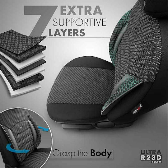 Otom Car Cover Set 11pcs Cotton Sport Plus Design Black