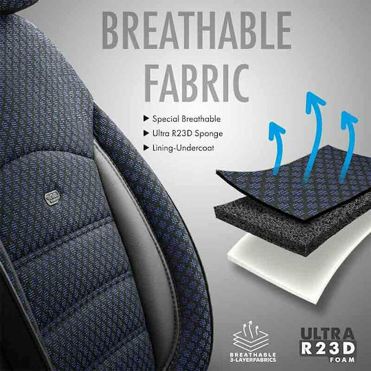 Otom Car Cover Set 11pcs Cotton Sport Plus Design Black / Blue