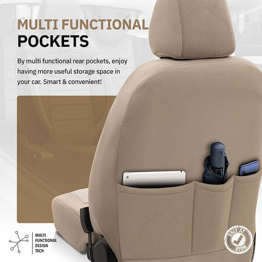 Otom Car Cover Set 11pcs Leatherette Comfortline Design Beige