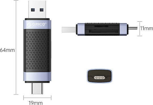 Orico CD2D-AC2 Card Reader USB 2.0 Type-C για SD/microSD