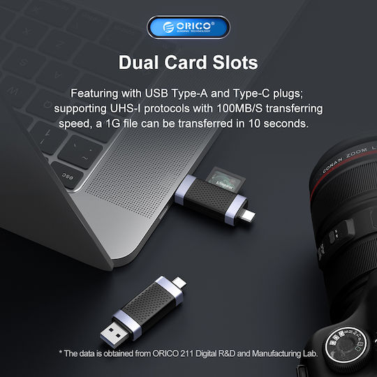Orico CD2D-AC2 Card Reader USB 2.0 Type-C για SD/microSD