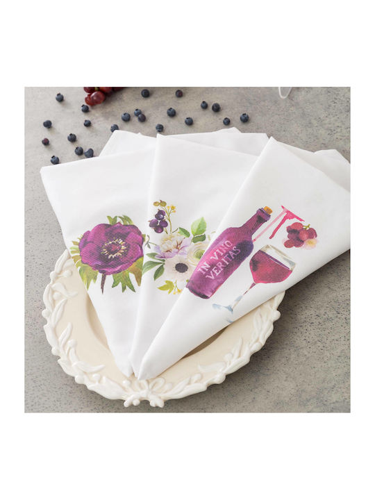 Borea Vino Tea Towel in White Color 50x70cm 3pcs