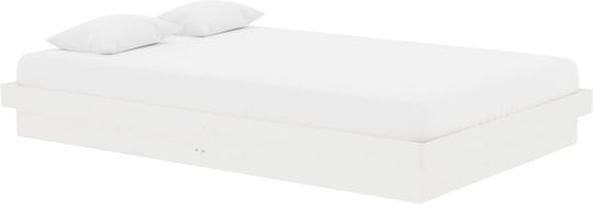 Bett Halb-Doppelbett aus Massivholz Weiß mit Latten für Matratze 120x190cm