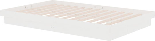 Bett Halb-Doppelbett aus Massivholz Weiß mit Latten für Matratze 120x190cm