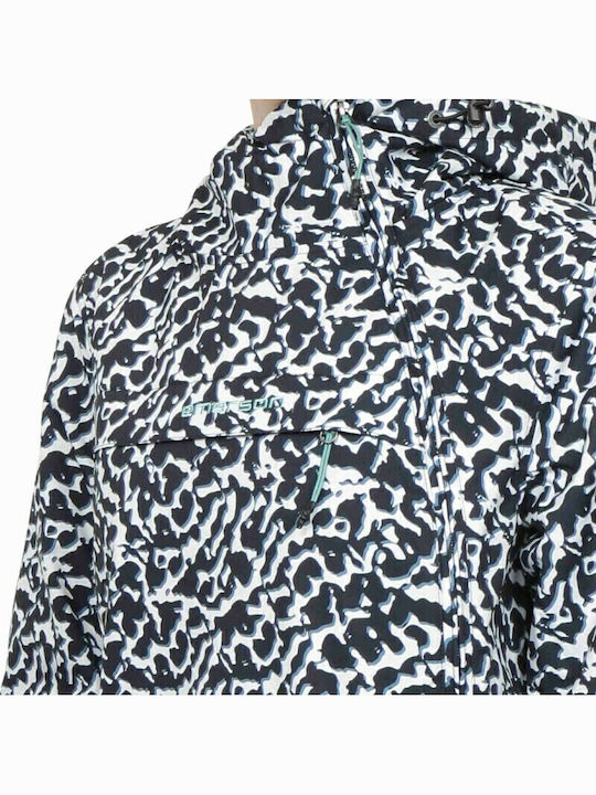 Women's Short Sports Jacket for Winter with Hood Animal Print