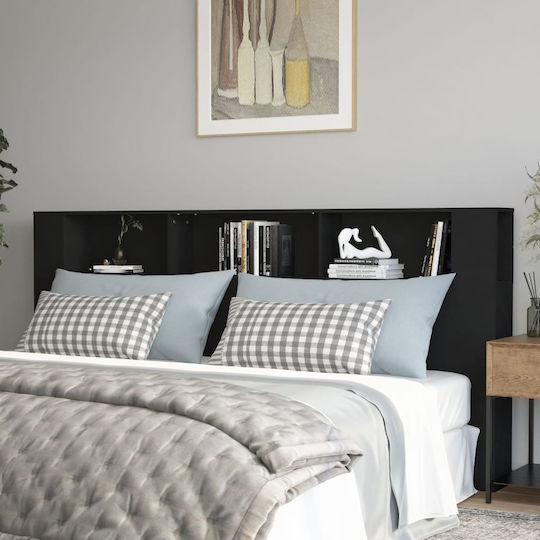 vidaXL Tăblie De Pat Din Lemn Neagră 220x104.5cm