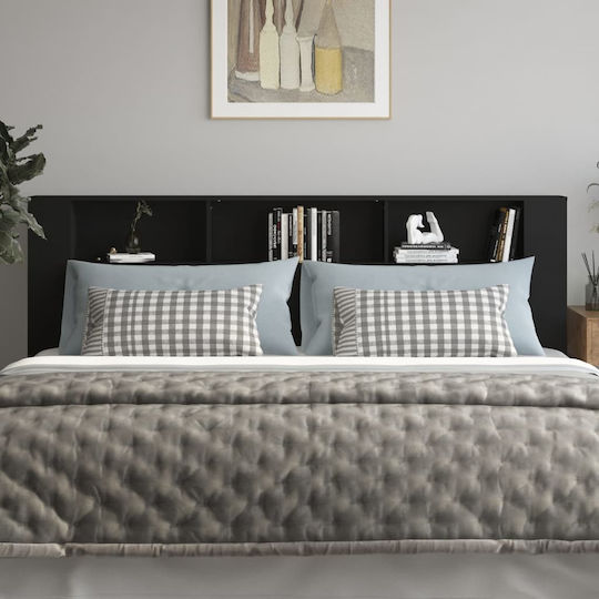 vidaXL Tăblie De Pat Din Lemn Neagră 220x104.5cm