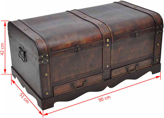 vidaXL Wooden Decorative Trunk Brown 90x51x42cm