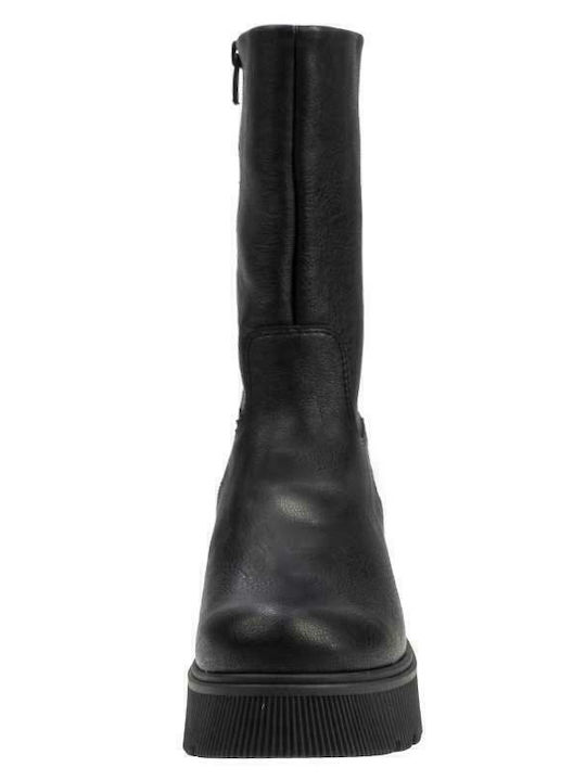 Leder Stiefeletten Damen Schwarz