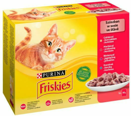 Purina Friskies Meat Mix Wet Food for Adult Cats in Pouches with Calf 4x85gr