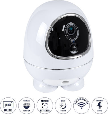 GloboStar CCTV Überwachungskamera Wi-Fi 1080p Full HD Batteriebetrieben mit Zwei-Wege-Kommunikation