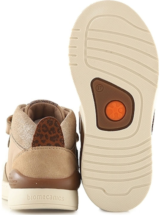Anatomic Leather Kids Ankle Boots with Hoop & Loop Closure Beige
