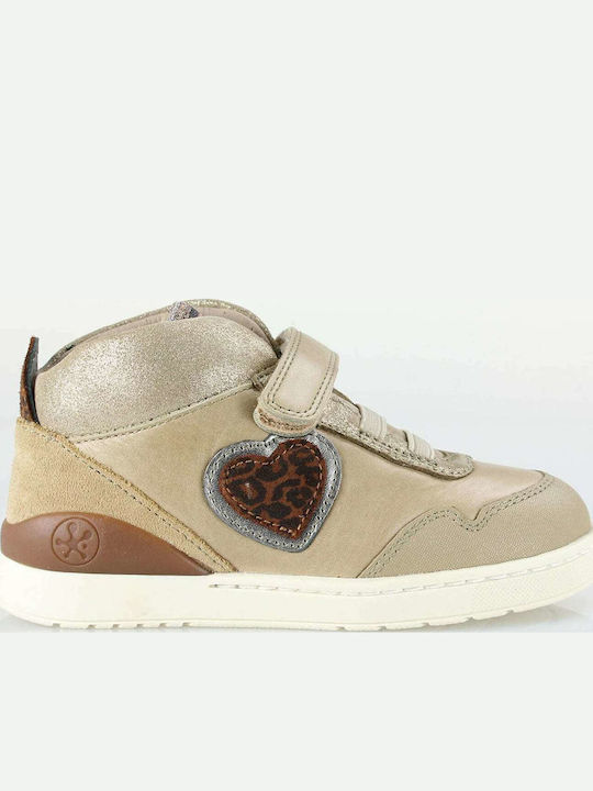 Anatomic Leather Kids Ankle Boots with Hoop & Loop Closure Beige