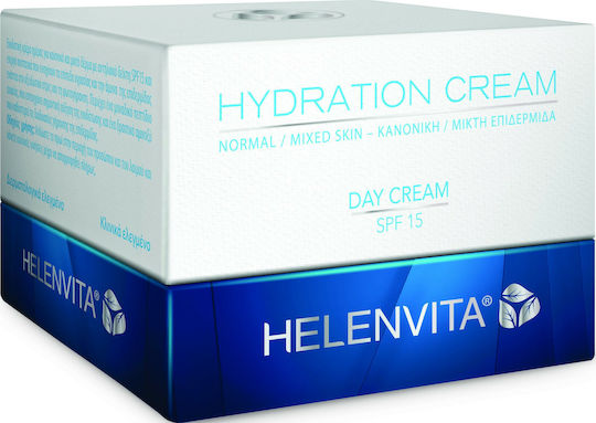 Helenvita Hydration Ενυδατική Κρέμα Προσώπου Ημέρας με SPF15 με Υαλουρονικό Οξύ & Πεπτίδια 50ml