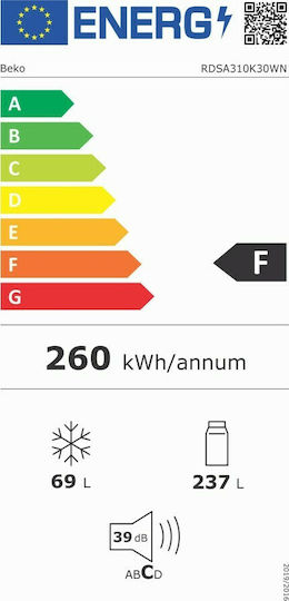 Beko 306лт В175xШ60xД60см. Бял RDSA310K35WN