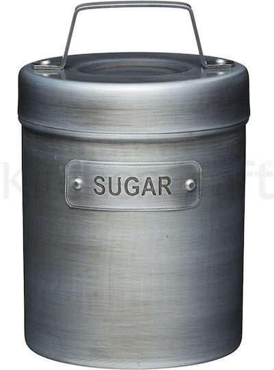 Kitchen Craft Industrial Vase für Zucker mit luftdichtem Deckel Metallisch Silber 11cm
