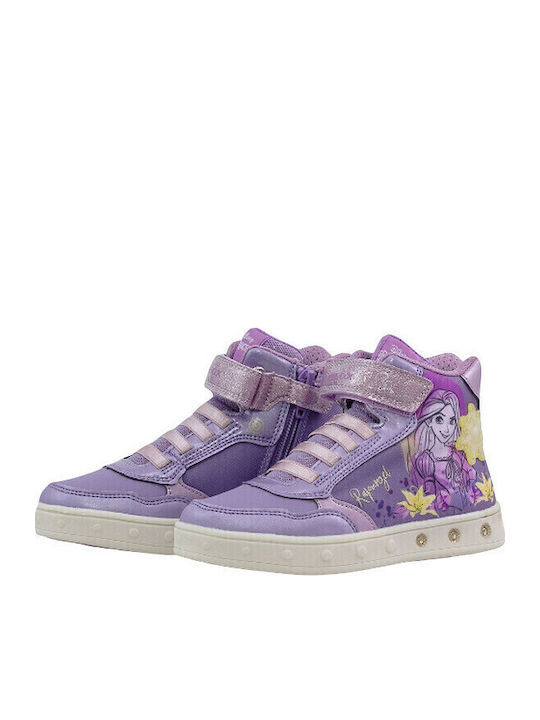 J SKYLIN Παιδικά Sneakers High Ανατομικά με Σκρατς & Φωτάκια Μωβ